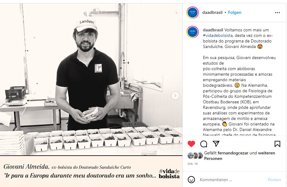Nacherntephysi1's tweet photo. We are happy to see the efforts of our dear colleague Mr. @GiovaniAlmeidaCamargo recognized by DAAD Brazil. He fondly recounts his days at #KOB. We are proud of his work. He recorded a short video for #DAADbrasil Brazil of his time spent at KOB, Ravensburg. #UEPG https://t.co/g9OOQIULTs