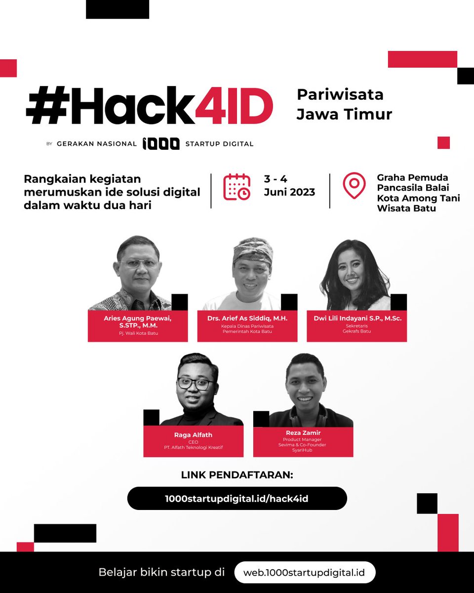 1000startupID's tweet image. Hai, Jawa Timur!  👋🏽

Rangkaian #1000StartupDigital, Hack4ID akan hadir untuk membantumu merumuskan ide solusi digital yang tepat guna. Selama 2 hari, kamu akan dibina oleh pelaku industri &amp;amp; mentor.