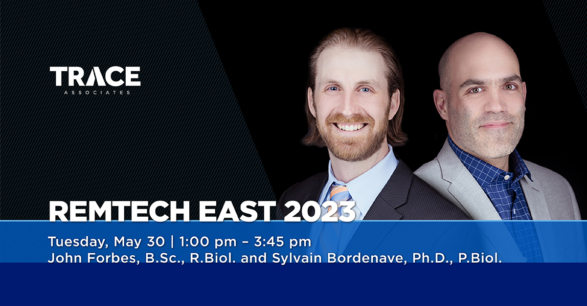 Join Trace at RemTech East on May 30 at 1:00 p.m. in Ballroom B.
John Forbes and Sylvain Bordenave from Trace will be discussing “The Residential Redevelopment of a Former Multi-Well Pad and Battery Site Within an Urban Environment.”