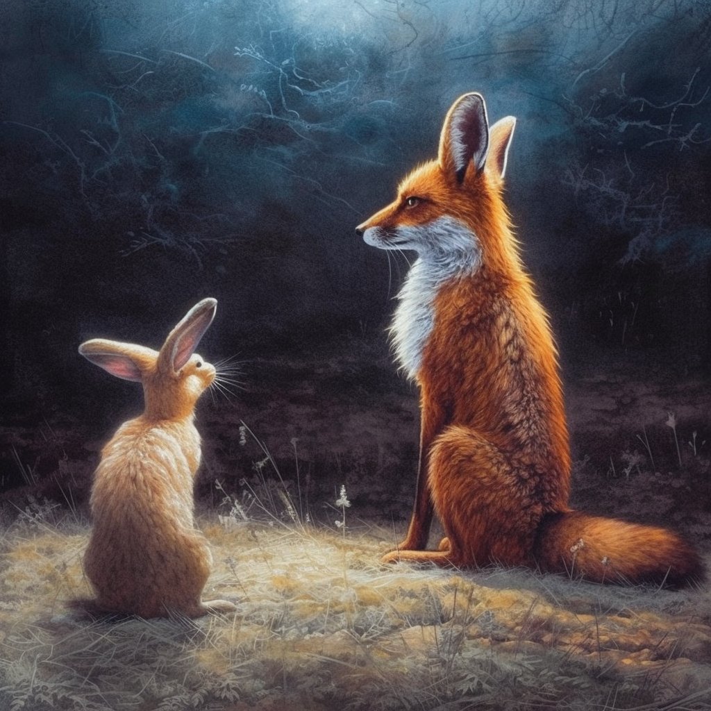 🇩🇪 Today's German idiom is "Wo sich Fuchs und Hase gute Nacht sagen" 🦊🐇

Literally translated, this means "where the fox and the hare say goodnight to each other." Isn't that cute? But hold on - it's not quite as cozy as it sounds. 
This phrase is used to describe a place that