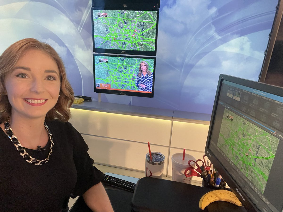 Lightning struck @CBSNewsTexas yesterday and fried a lot of our electronics. ⚡️ So @MadisonSawyerTV and I are sharing a graphics computer and have no IFB this morning! (IFB is our earpiece for producer communication)