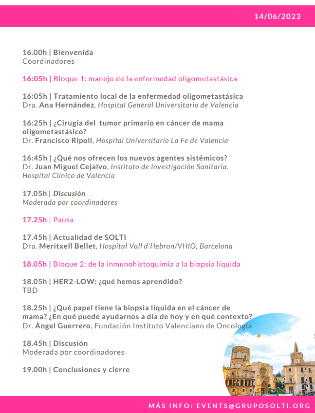 Si aun no te has inscrito al OUTREACH de Valencia... ¡Corre, que queda poco!🏃‍💨‍💨‍💨‍💨Te esperamos en un par de semanitas para hablar de los nuevos retos que afrontamos en #cancerdemama.

🗓️14 de junio
📍Valencia, Hotel Ilunion Aqua 3
🔗gruposolti.org/events/outreac…

Coordinado por