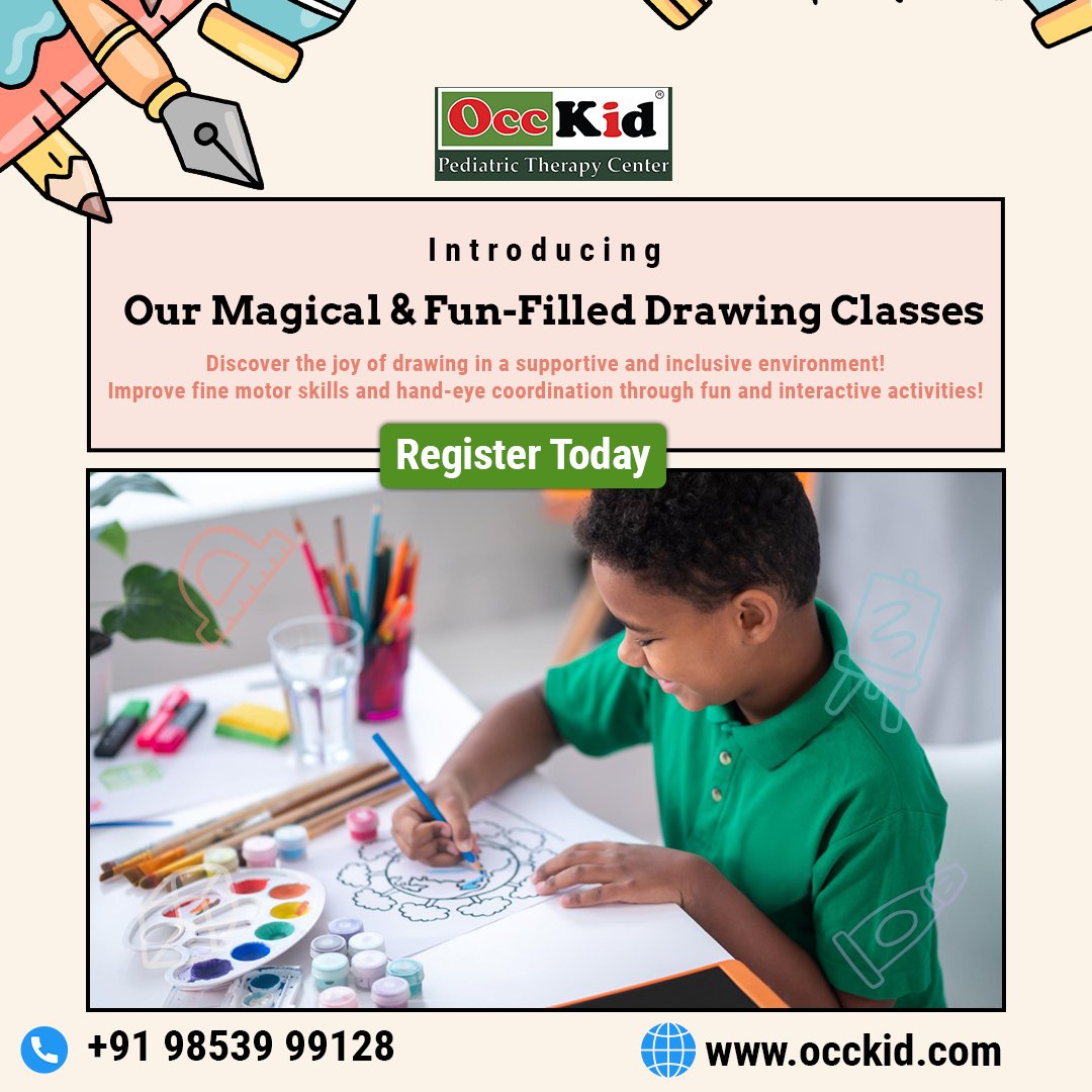 occkidofficials's tweet image. Let your child&apos;s imagination run wild as they embark on an artistic adventure like no other! Our pediatric therapy center is thrilled to announce a series of engaging and joyous drawing classes for children of all ages. 

#DrawingClassesForKids #UnleashCreativity #ArtTherapy