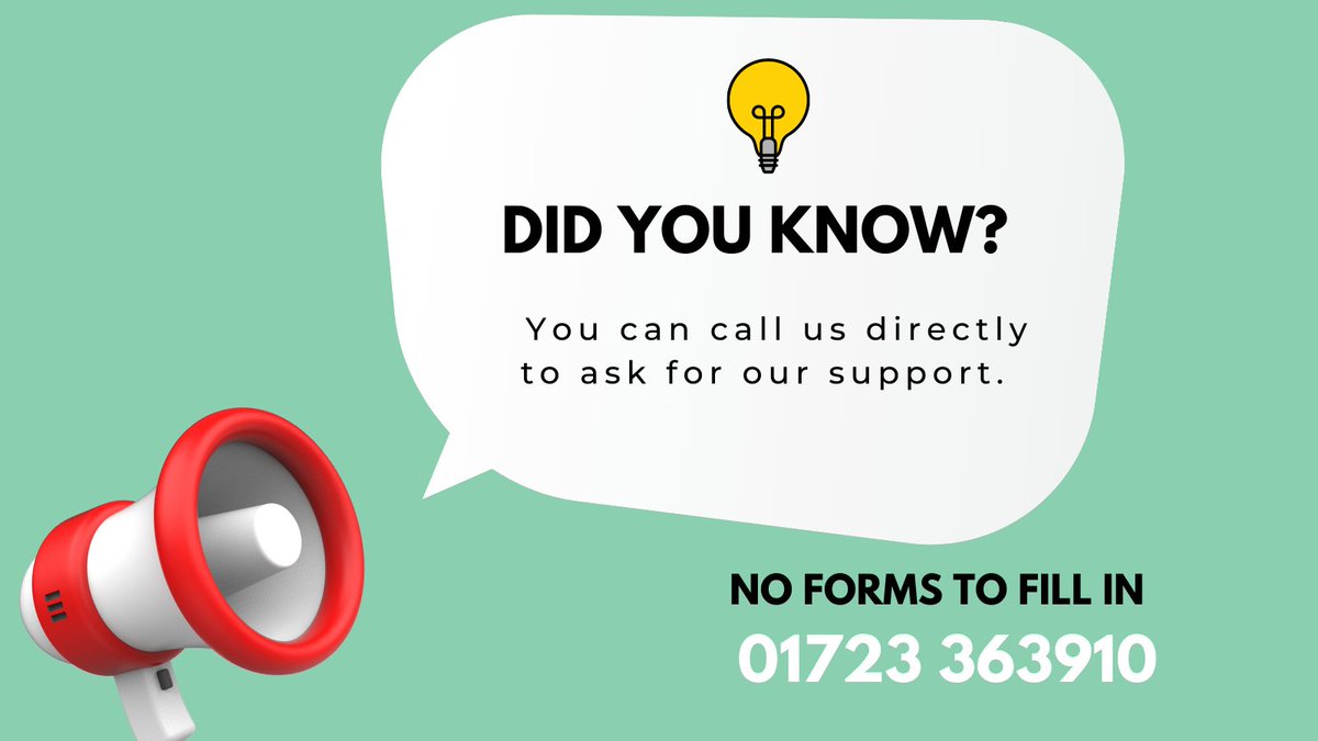 Making a referral to Advocacy Alliance doesn't mean filling in lots of forms...we do that for you. Call us on 01723 363910