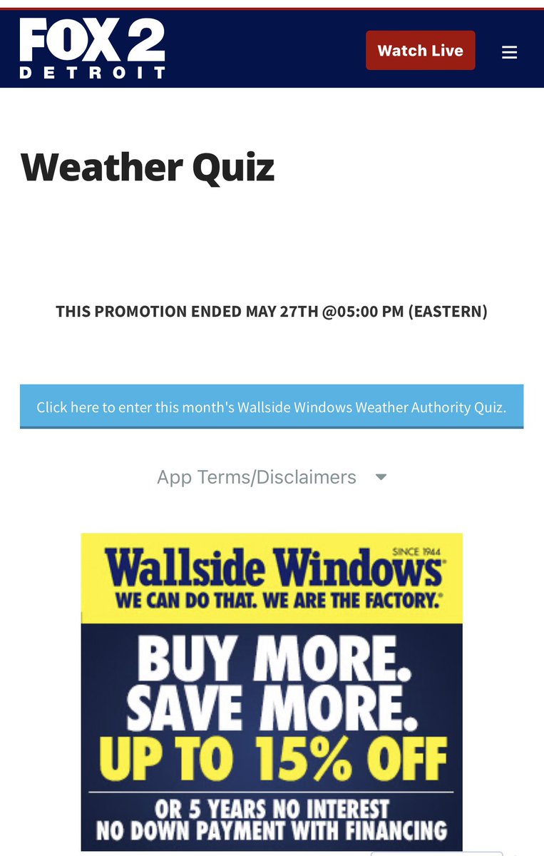 Can't Enter the Weather Quiz
It says it Expired on May 27th
#fox2news  but the Answer is May 29th 🤷🏾