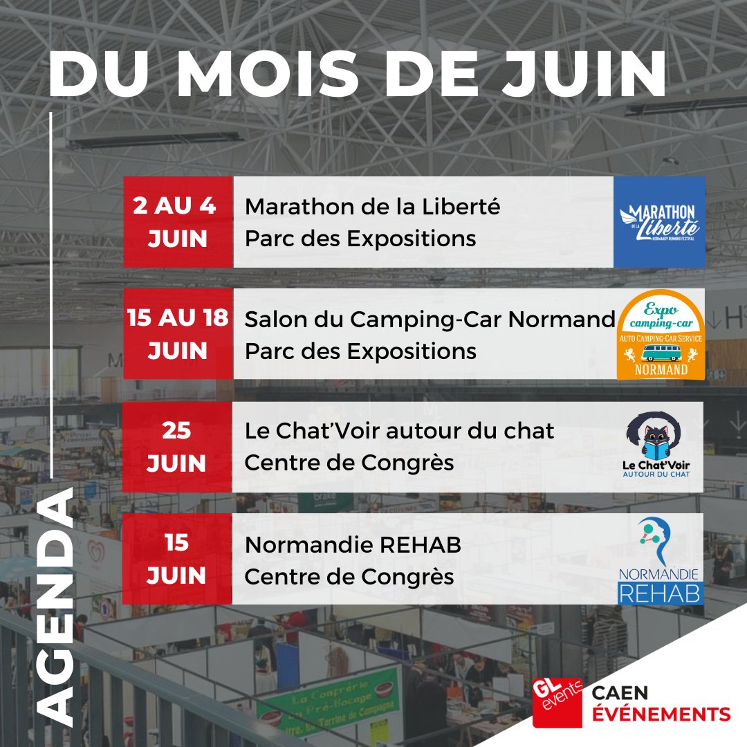 [📆 AGENDA DU MOIS DE JUIN] 

👉 Retrouvez l'ensemble de nos événements https://t.co/Elc8UdXznE ! 

#ParxExpo #Caen #Événements #Calvados https://t.co/7Wt1mUCp4i