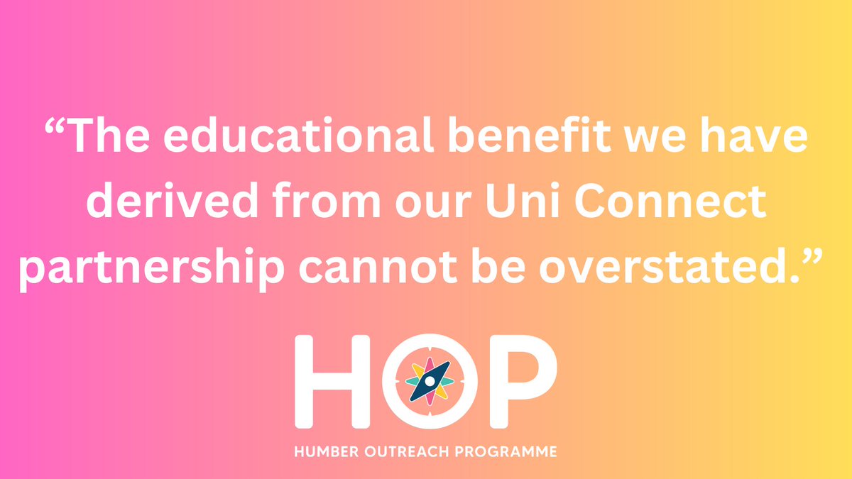 HOP_Humber's tweet image. “The educational benefit we have derived from our Uni Connect partnership cannot be overstated.” Headteacher of a sixth-form college that we work with! 
Find out more: officeforstudents.org.uk/uniconnect/sto…
#UniConnect @officestudents
