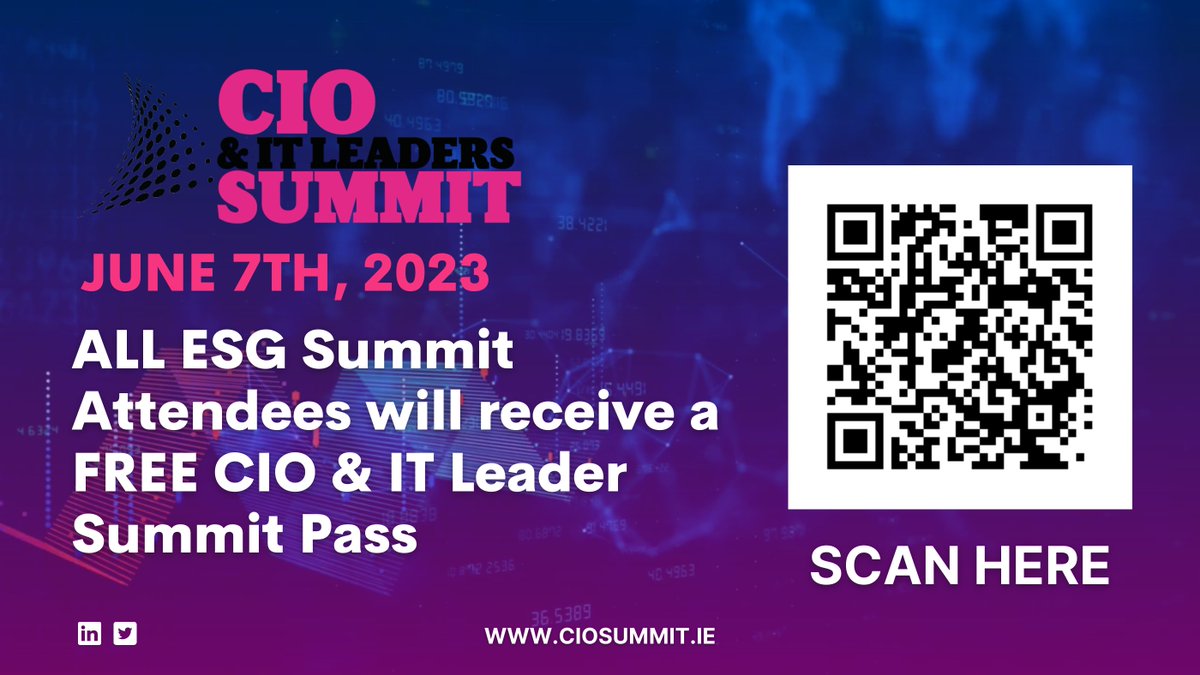 Limited spots available for this exclusive offer

To add even more value to your ESG summit experience today we are delighted to offer a complimentary ticket to the @CIOSummit23 
Don't miss out on this fantastic opportunity! We can't wait to see you there!

#CIOSummit #ESGSummit