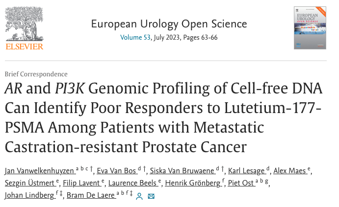 I’m excited to share our work in @EurUrolOpen ap.lc/4rSdv We report the first comprehensive profiling of #LiquidBiopsy samples from #mCRPC in the context of #Lutetium therapy. Our report is the 1st one that associates molecular alterations and PFS data in Lu177 1/10