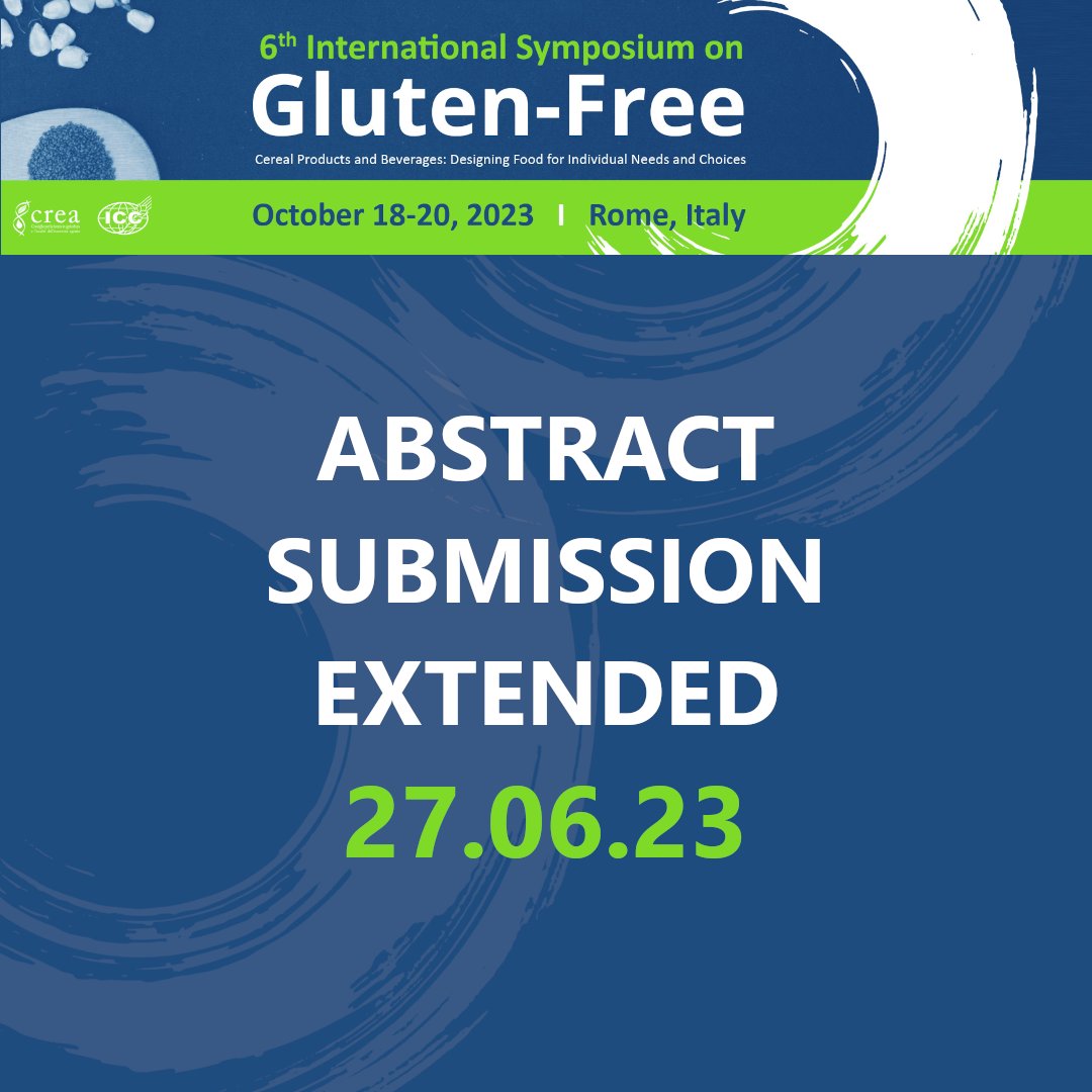 Great news! 📢🚀 The deadline for abstract submission has been extended for #GF23!

It's time to showcase your work and potentially get published in the renowned Journal of Cereal Science! 

Register now 👉 bit.ly/GF23-abstract

#ICCcereals #CerealScience #GlutenFreeResearch