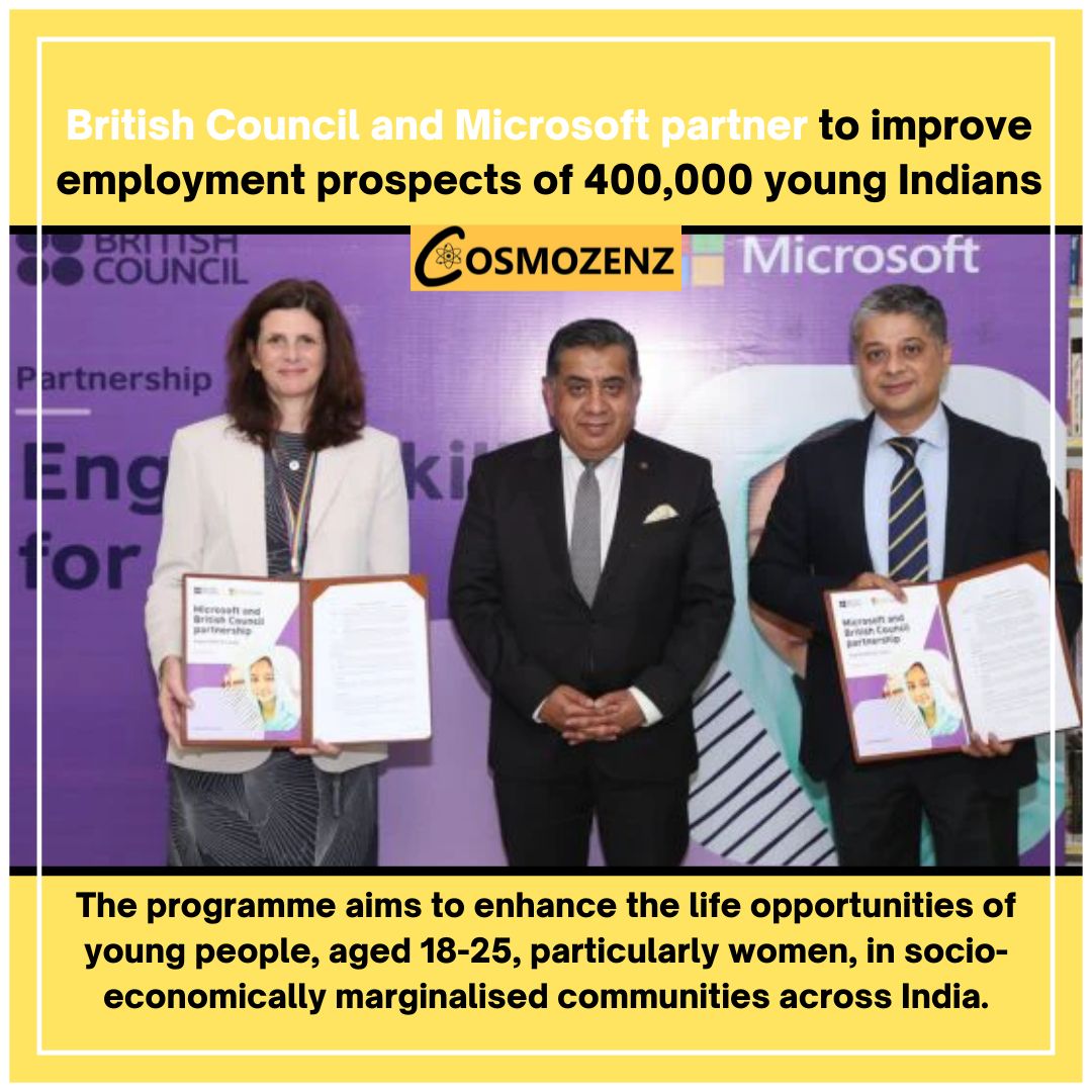 Microsoft India Signed a Memorandum of Understanding (MoU) for a co-developed three-year partnership programme, 'English Skills for Youth.

Follow: @cosmozenz 
.
#britishcouncil #UK #india #Employment  #dailytechnews
#newsforyou #latestupdate #scienceandtechnology #explore