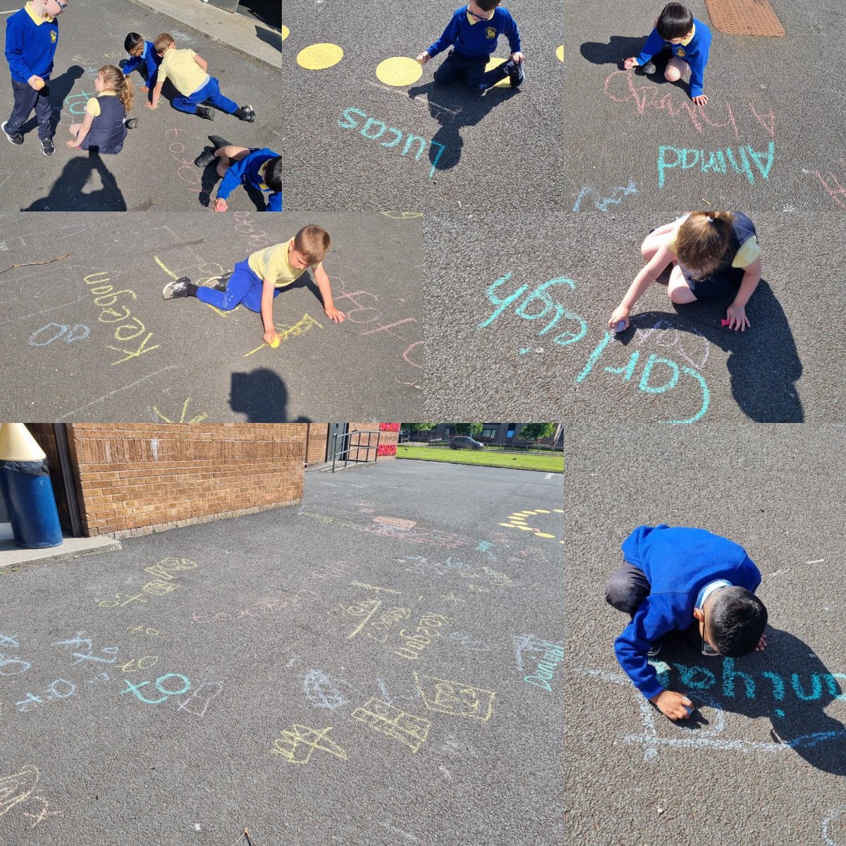 sandaigprimary's tweet image. The Otters have taken full advantage of the sunny weather this morning 🌞 they&apos;ve been working hard on name writing and common words. #outdoorlearning #chalk #commonwords #namewriting