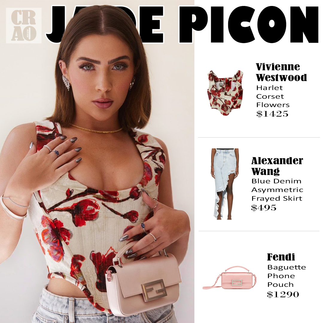OfcaroStyle's tweet photo. Jade Picon wearing :
.
.
. @viviennewestwood Harlet Corset Flowers ($1425)
.
. @alexanderwangny Blue Denim Asymmetric Frayed Skirt ($495)
.
. @fendi Baguette Phone Pouch ($1290)
.
.
#jadepicon #flowers #viviennewestwood #alexanderwang #fendi #fendibag #fendibaguette #phonepouch https://t.co/YeutzG3hkV