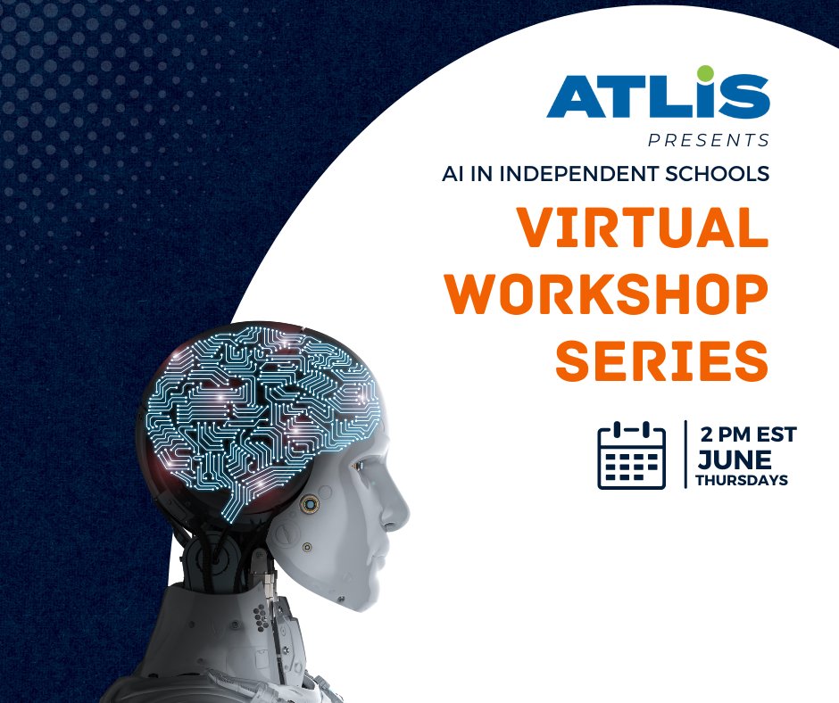 Attention independent school teachers, admins, &amp; tech leaders! AISGW &amp; @TheATLIS will offer a workshop on AI in independent schools starting June 1. Register at bit.ly/45z1OWF. Save $100 using code SUMMERAI_AISGW! #AIinEducation #edtech #independentschools #isedchat