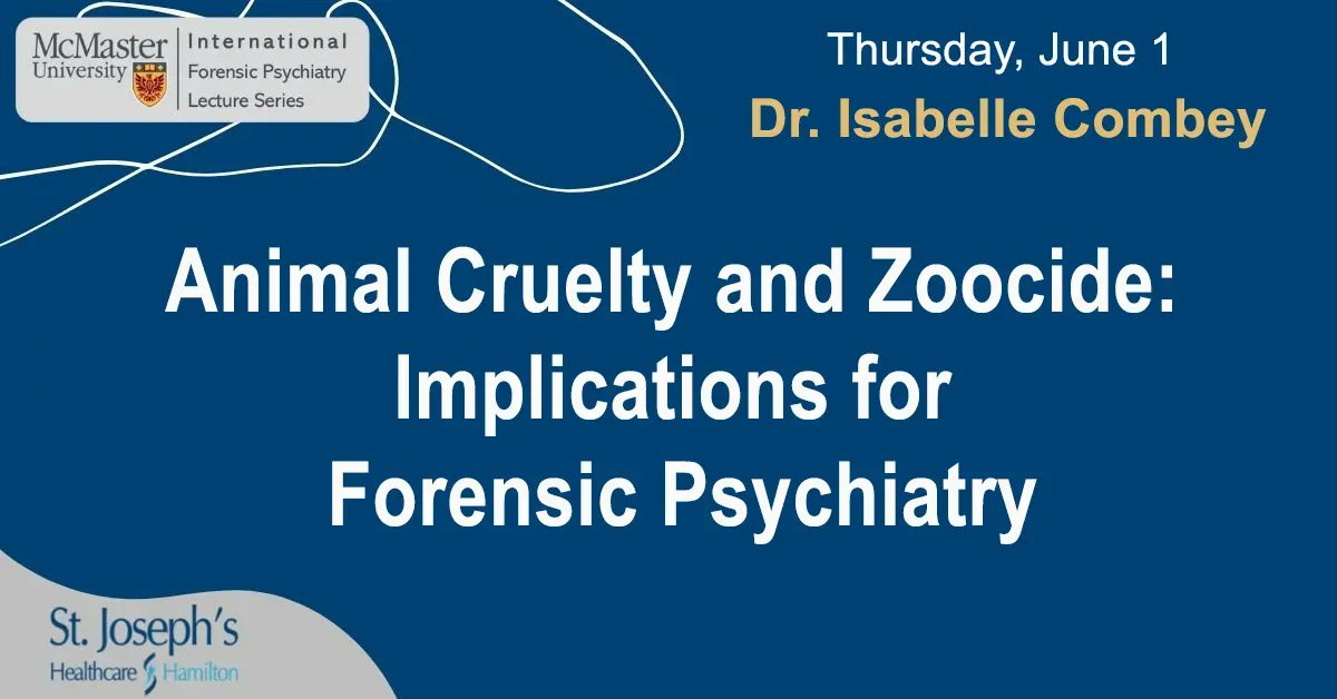 Animal Cruelty and Zoocide: Implications for Forensic Psychiatry
Join the International Forensic Psychiatry Lecture Series this week as we welcome Dr. Isabelle Combey. Join us on Thursday at 10 a.m. for this free #webinar. Register at 
 forensicpsychiatryinstitute.com/international-…