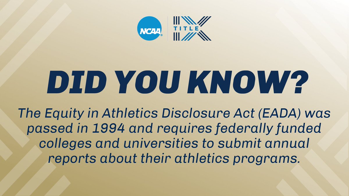 NCAA's tweet photo. It's the 50th anniversary of Title IX – the federal civil rights law that removed barriers for girls and women in education and sports. #TitleIX50 

𝘿𝙞𝙙 𝙮𝙤𝙪 𝙠𝙣𝙤𝙬 ⤵️ https://t.co/wslc7dkJ1t