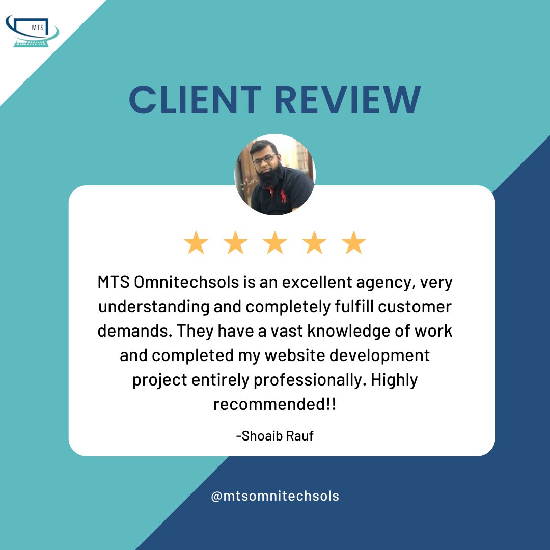 mtsomnitechsols's tweet image. A Testimonial from one of our clients who got his project completed few days ago.
We&apos;re really glad to see our happy clients as we believe
 &quot;Customer satisfaction is our first priority&quot;

#testimonials #happyclients #websitedevelopmentservices #websitedesigning #mtsomnitechsols
