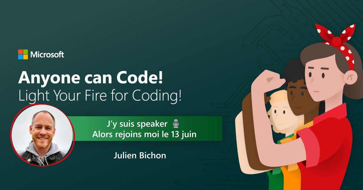 😉 Retrouvez-moi le 13 juin pour une table ronde avec <a href="/manu_hemmer/">Emmanuelle Hemmer</a> et <a href="/DesprogesC/">Desproges Christophe</a> pour découvrir comment devenir un.e allié.e de la diversité dans les métiers technologiques.
➡️aka.ms/AnyoneCanCodeFR