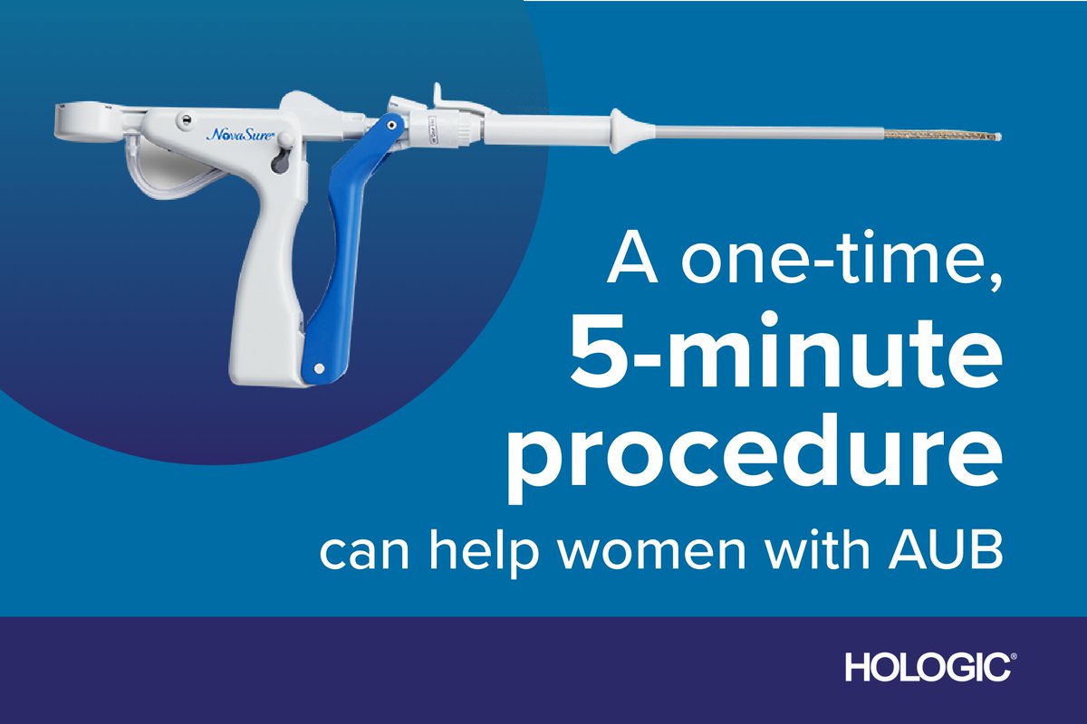 Hologic's tweet photo. The NovaSure® endometrial ablation procedure can reduce or stop menstrual bleeding for women with #AbnormalUterineBleeding. Learn more about the benefits and risks and discover why it’s the gold standard in ablation technology: https://t.co/ZcjVUBPfkr #Hologic https://t.co/uu7Hy97qfc