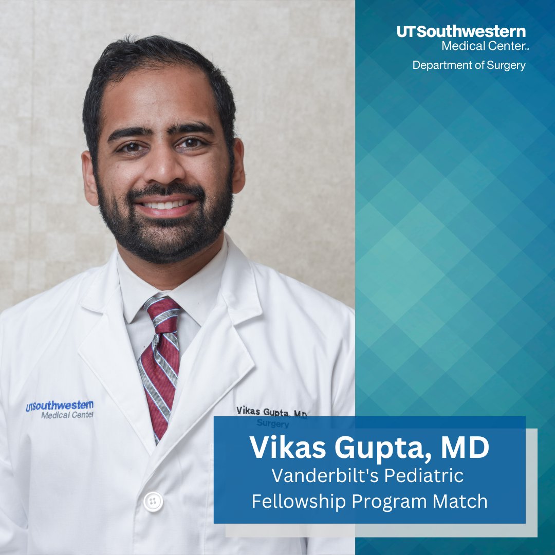 Chief resident Vikas Gupta will be joining Vanderbilt's pediatric surgery fellowship program <a href="/VUMCchildren/">Children's at VUMC</a> Congratulations to Vanderbilt for matching an incredible resident, and congratulations to Dr. Gupta for matching with such a renowned program.