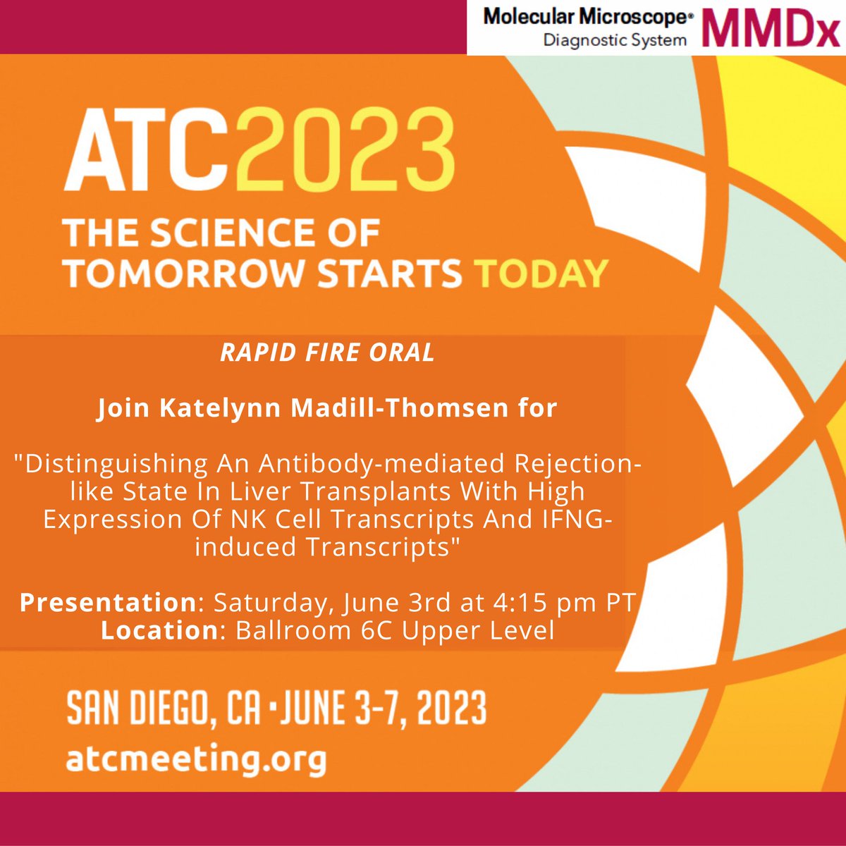 Join us for Dr. Katelynn Madill-Thomsen's Rapid Fire Oral at #ATC2023! Register at atcmeeting.org