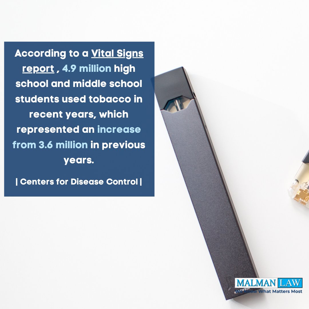 ChicagoPILawyer's tweet photo. If you have suffered side effects from the use of a Juul Vaping pen, you deserve to understand your rights to potential compensation!
Call us today to get a FREE case review: 1.888.310.9252 📞

#malmanlaw #chicago #workerscomp #fyp #trending https://t.co/V8qClv7EcN