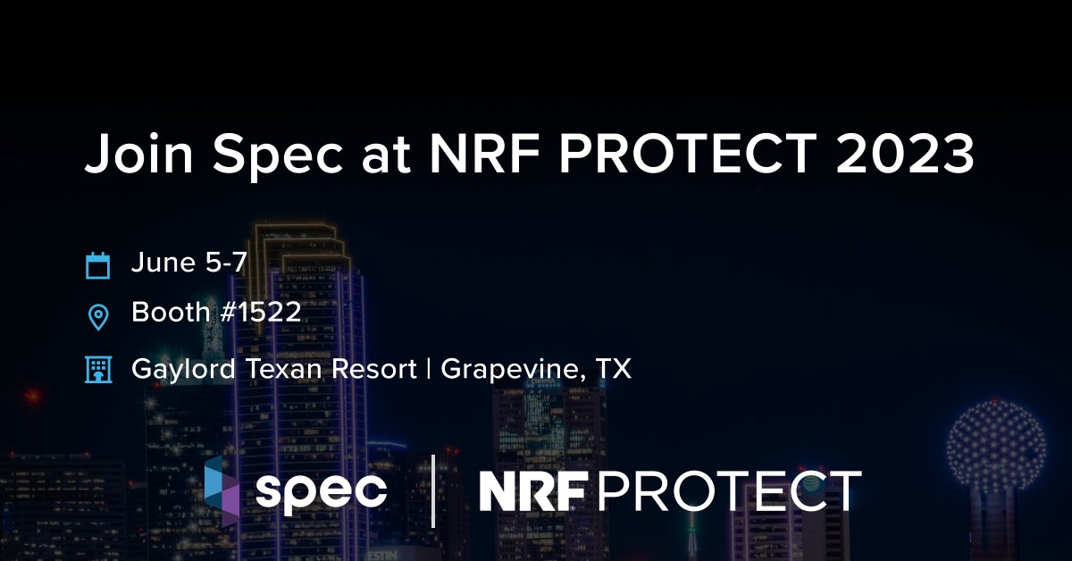 📣 Calling all #Retailers! Join Spec at NRF PROTECT in Dallas next week, June 5-7! 🛍️

Come see us in booth 1522, right next to @KountInc! 🎉
We'll have some tasty and cool swag 🎁  — enter the drawing! 🎟️ We can't wait to see everyone!

#RetailFraud #RetailSecurity