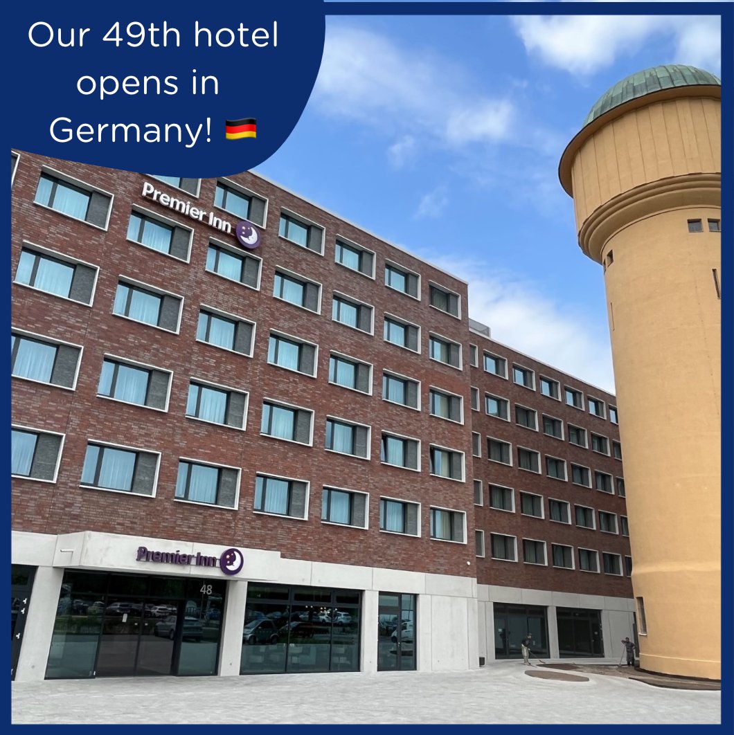 We're just one hotel away from having opened a whopping 50 sites in Germany! 🇩🇪 Welcome to our 49th and newest hotel, Premier Inn Karlsruhe City Am Wasserturm 💜 Well done to the team @premierinnDE 🤩