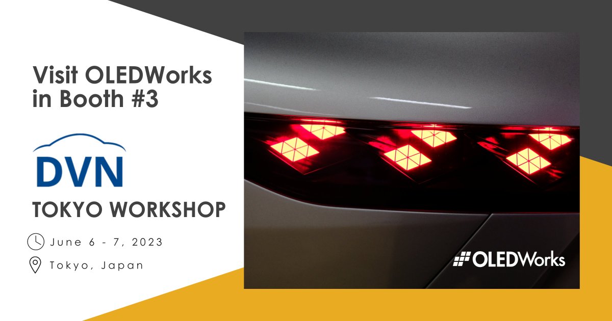 OLEDWorks's tweet photo. We're only 1 week out from exhibiting and presenting at #DVN Tokyo! If you'll be there on June 6 or 7, visit us in Booth #3. π #DVNworkshop
What would you like to see from our time spent in Japan?! β¬οΈ https://t.co/R5hICeuOWC