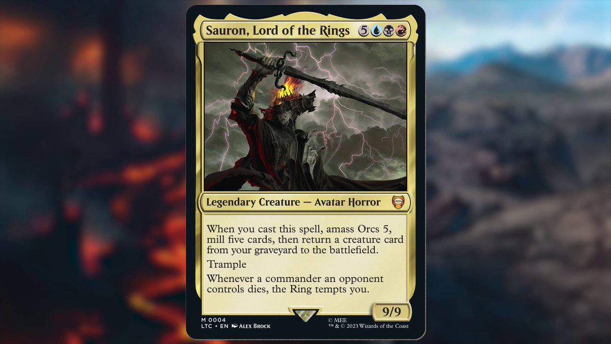 THIS is Sauron, Lord of the Rings. The Commander for "The Hosts of Mordor"  deck. #MTGxLOTR