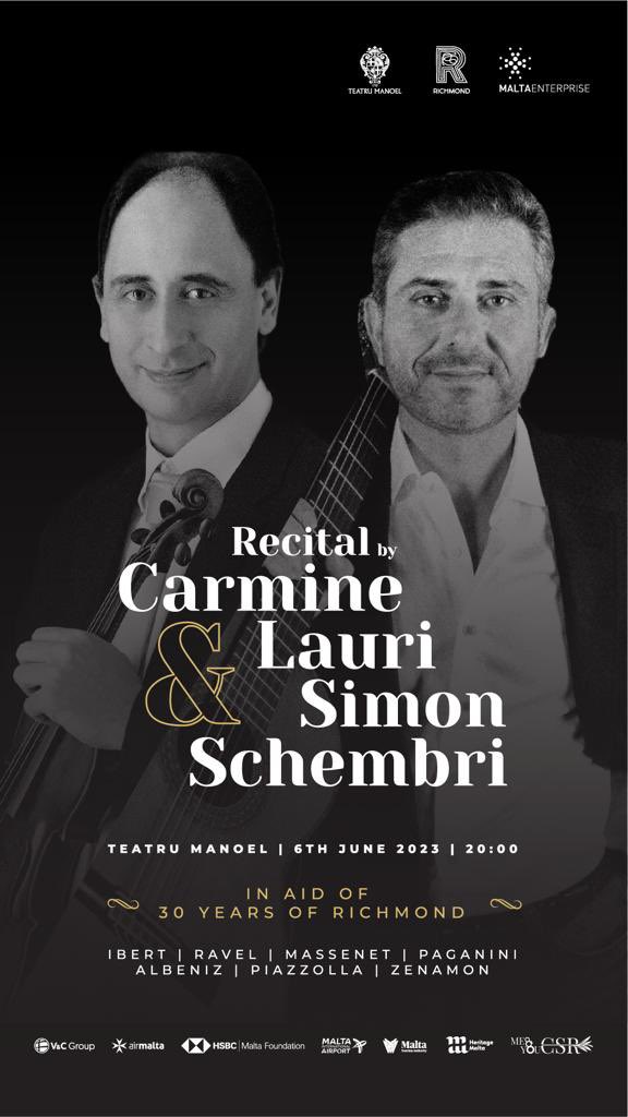 .Recital with guitarist Simon Schembri In aid of 30 years of Richmond Foundation. <a href="/teatrumanoel/">Teatru Manoel</a> 6th June 2023 20:00 <a href="/AirMalta/">Air Malta</a> <a href="/maltaenterprise/">Malta Enterprise</a> <a href="/RichmondMalta/">Richmond Foundation</a> <a href="/MaltaAirport/">Malta Airport</a>. #Paganini #Ibert #Piazzolla #Ravel #Massenet #Zenamon #Albeniz