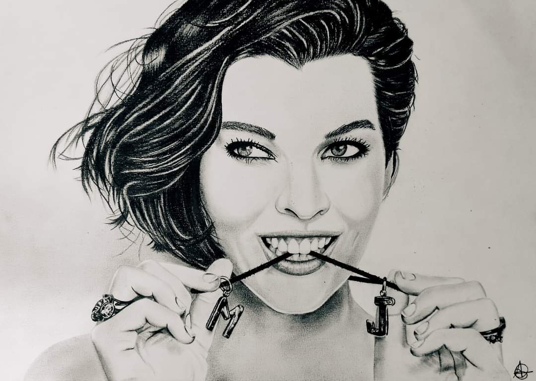 Réalisé Crayons graphites, format A3 @MillaJovovich