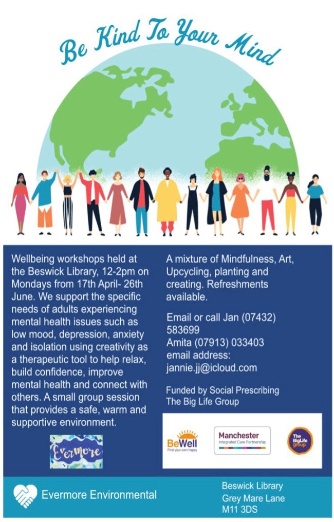 A reminder of one of our fantastic projects funded by @BeWellMcr &amp; <a href="/ManchesterICP/">Manchester Integrated Care Partnership</a> supporting people to use creative activities to improve their wellbeing! #manchester #beswick #community #support #wellbeing #wellness #mindfulness