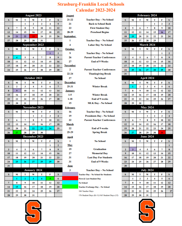 StrasburgFranklin Local Schools on Twitter "20232024 School Calendar"