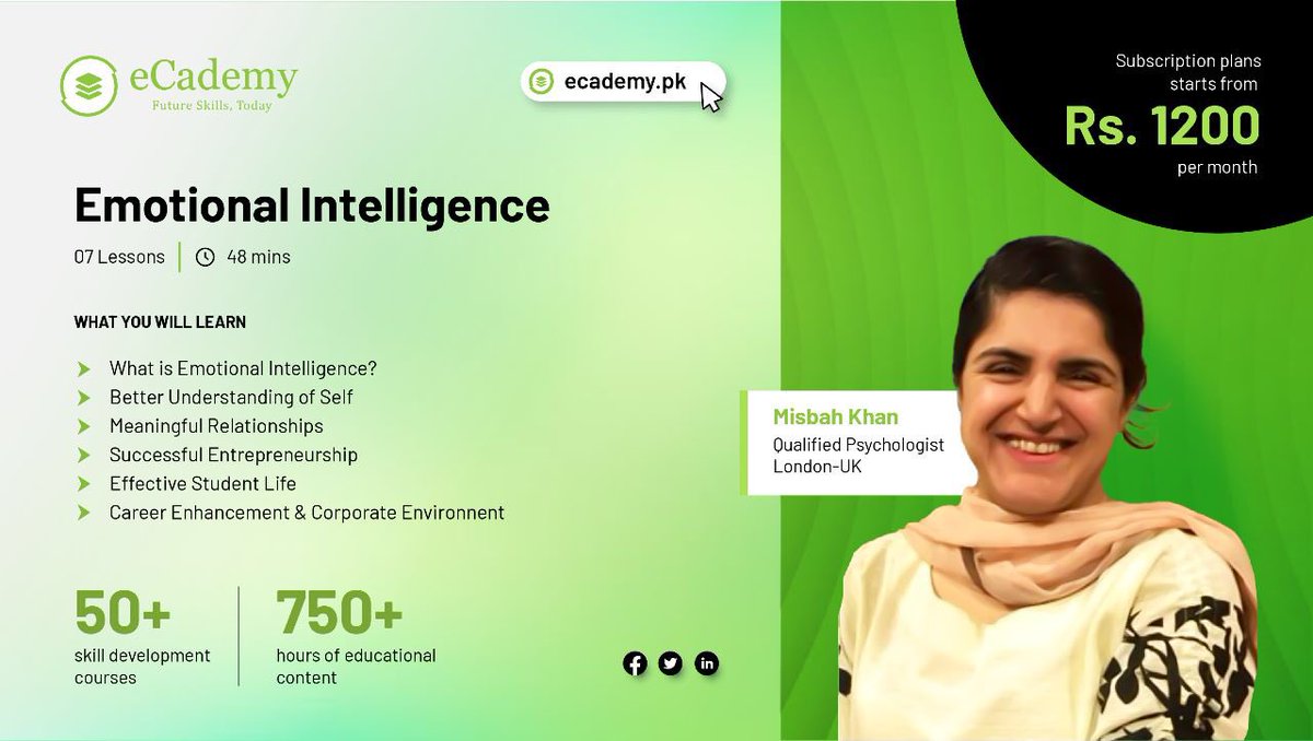 People talk a lot about “Emotional Intelligence” but how many really know it’s practical applications ? Learn from this short course on ECademy.pk taught by a qualified psychologist from United Kingdom. One of the simplest and most effective course for your life.…