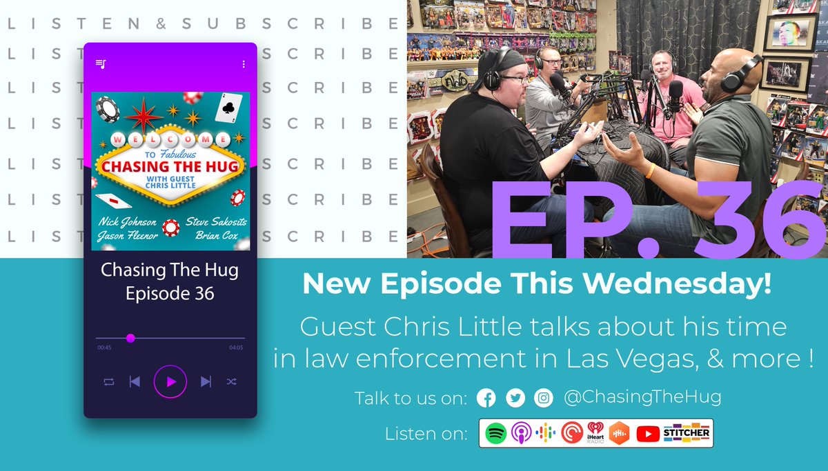 ChasingTheHug's tweet image. Tune in this Wednesday for our guest Chris Little! We talk to him about his time in law enforcement in Las Vegas &amp;amp; more!

Listen on Spotify, Apple Podcasts, Castbox, PocketCasts, IHeartRadio, Stitcher, &amp;amp; Google Podcasts.
podcasters.spotify.com/pod/show/chasi…