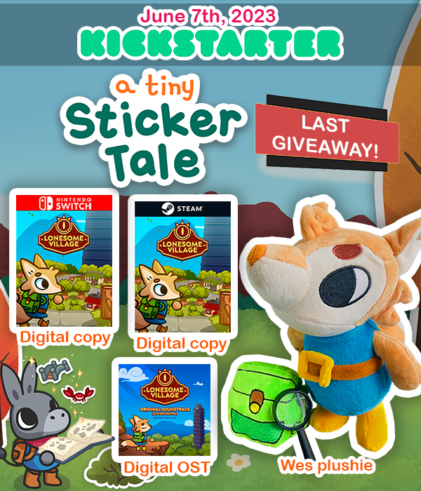 OgrePixel's tweet photo. 🔔 Last giveaway before the #ATinyStickerTale
@Kickstarter campaign launch!

🚨 Win a #LonesomeVillage plushie, game copy, or OST!

To participate
✅ Follow @OgrePixel 
❤️🔁 Like &amp; RT this tweet
📝 Subscribe here https://t.co/2yp1sWBcFU

Next June 7th we will announce winners! 🎉 https://t.co/yyaTyKDmab