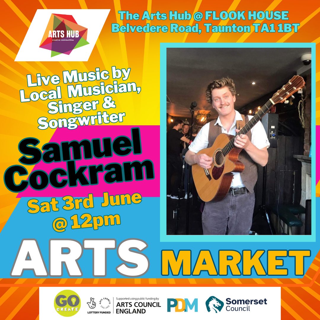 We are excited that the incredibly talented local Musician, Singer and Songwriter Samuel Cockram is performing at Saturday’s edition of June’s Arts Market.
You can catch Samuel from Midday
🎼
#localmusicians #singer #songwriter #musician #tauntonsomerset #artmarket #VisitTaunton