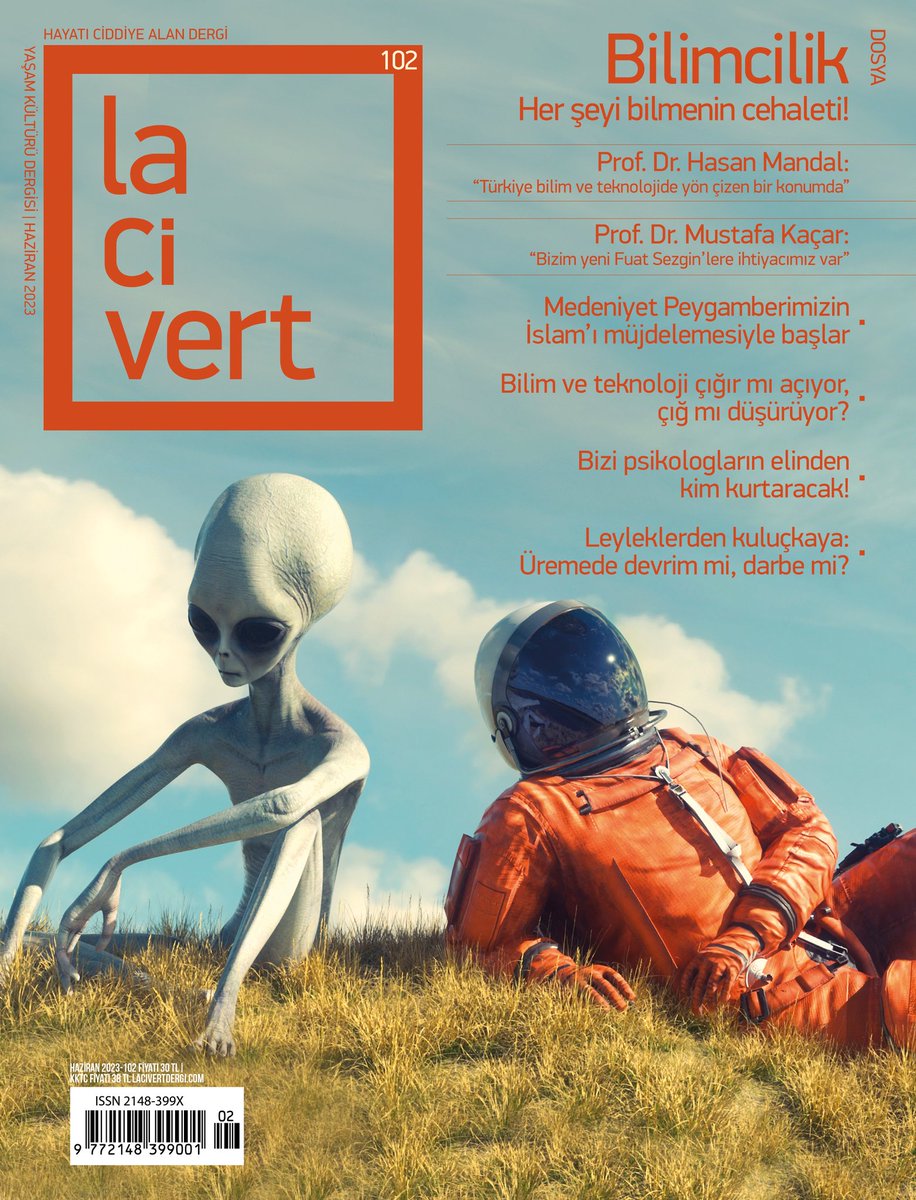 "Bilimcilik" dosyamız bayilerde. 
Her şeyi bilmenin cehaleti! 

°Hasan Mandal :
"Türkiye bilim ve teknolojide yön çizen bir konumda" 

°Alper Bilgili:
"Bilim ile din ilişkisi 'çatışma' gibi basit bir formülle açıklanamaz " 

°Leyleklerden kuluçkaya: Üremede devrim mi, darbe mi?