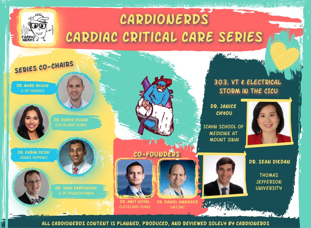 📢 New #CCC @cardionerds ep out! 🎧 303. CCC: Management of Ventricular Tachycardia and Electrical Storm in the CICU with Dr. Janice Chyou🌪️⚡️ Feat FIT lead @SDikdan co-chairs @EuniceDuganMD @YoavKarpenshif 🔗 cardionerds.com/303-ccc-manage…