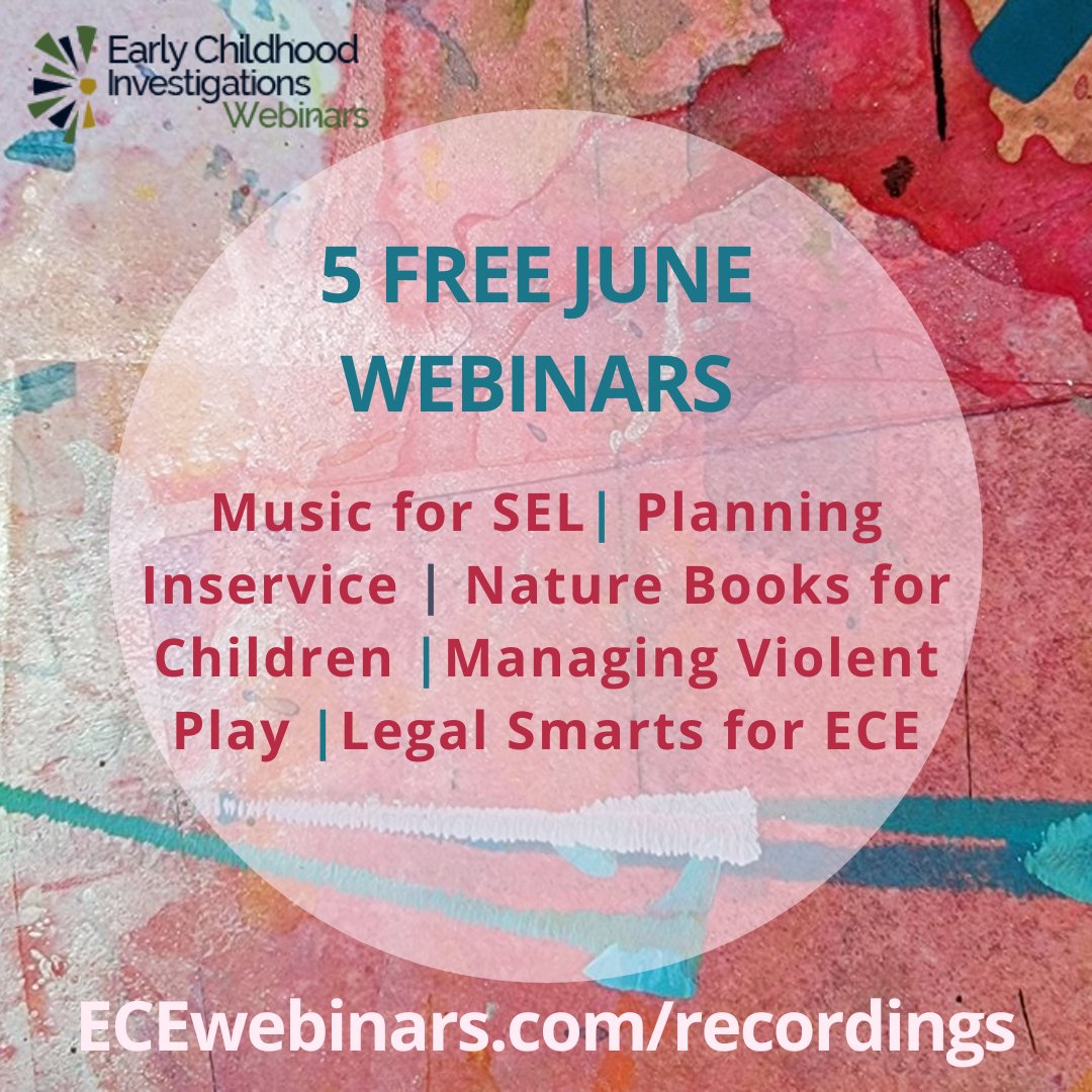Join us for free conference quality webinars for #earlychildhoodeducation professionals, live & recorded! Certificates+CEUs only $3! - mailchi.mp/earlychildhood… #kinderchat #earlyedchat #ECEchat #CDNchildcare #earlychildhood