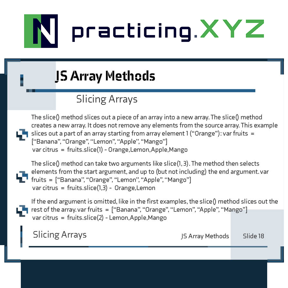 isocialpractice's tweet image. JavaScript Array Methods Slide. JS Array Method Slide 18
#javascript #javascripts #javascriptmethods #javascriptslide #javascriptdeveloper #webdevelopment #code #array #arrays #method #methods #javascriptArray #javascriptBasics #javascriptcheatsheet