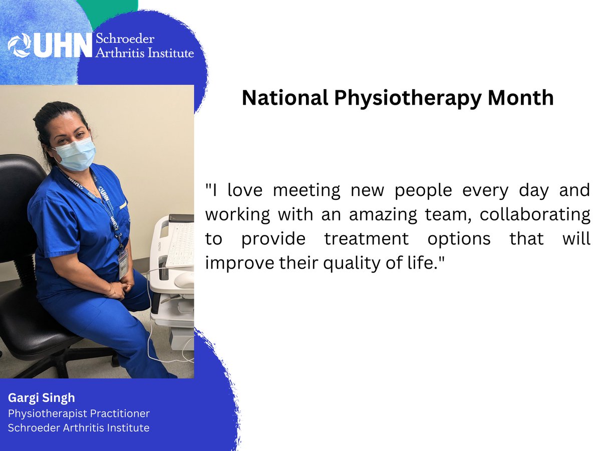 Meet Gargi Singh, our newest #Physiotherapist Practitioner in the Division of #Orthopaedics at the @SchroederInst @UHN supporting our Upper Extremity Rapid Access Clinic. #PhysiotherapyMonth #PTMonth  #NationalPhysiotherapyMonth