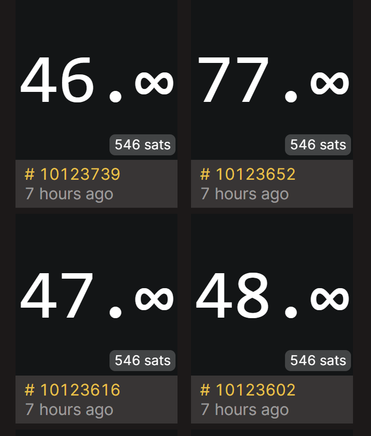 8896INFINITY's tweet photo. Introducing the unique .∞ Name for #Ordinals!
Embracing the infinite possibilities of numerical values, .∞ Name exclusively accepts Mathematic numbers for Name registrations. 
All other text and emojis are considered invalid. 
Register your numeric-only Name today! 🚀 https://t.co/oZn6fCpX5M