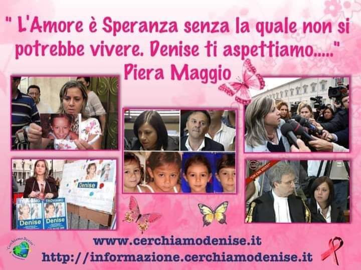 TUTTI NOI DOBBIAMO RINGRAZIARE LA NOSTRA LEONESSA PIERA, PER TUTTE LE BATTAGLIE, I PROCESSI E LE COSE CHE STA PORTANDO AVANTI. 
COMPLIMENTI A QUESTA DONNA MERAVIGLIOSA CHE STA DANDO LA VITA PER DENISE E NON SOLO.  #DenisePipitone #PieraMaggio #PietroPulizzi #Genitoriesempio