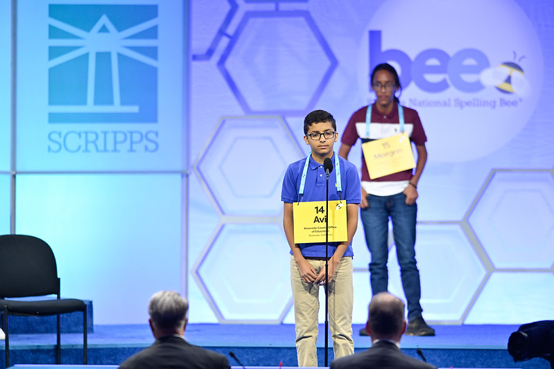 #Speller14 @ScrippsBee #RivCo's Avijeet Randhawa, from @CNUSD Auburndale Intermediate, is competing in the Preliminaries today in National Harbor, MD. Avi is off to a great start, having already spelled 'cacaxte' correctly.😲🐝