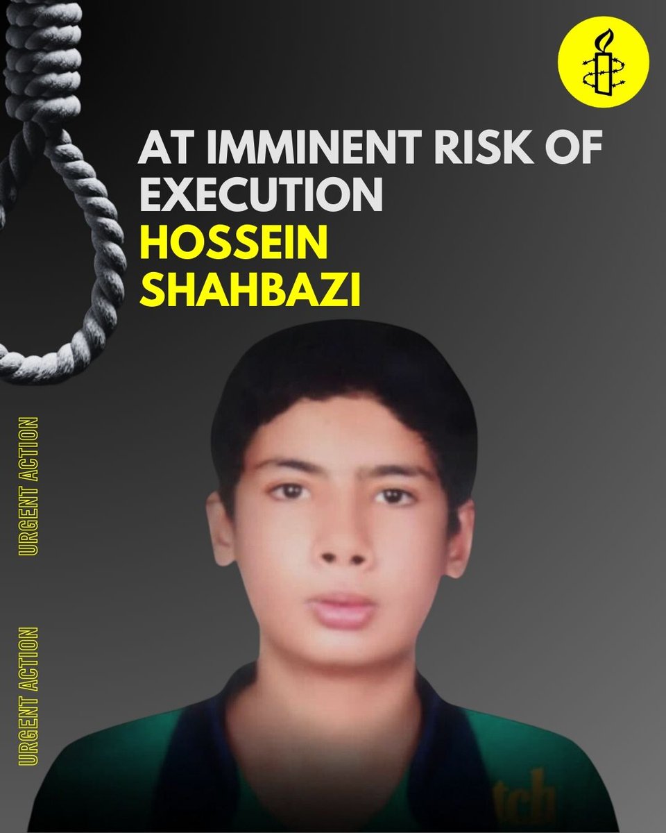 22 yr old Hossein Shahbazi’s scheduled execution was postponed after public outcries, but it may be carried out at any time. Since 17, he's been under the shadow of the death penalty; Iran's authorities must halt his execution, quash his death sentence & respect the right to life