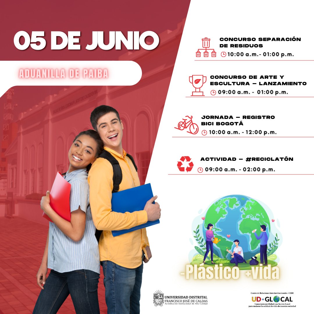 urelinter's tweet photo. ¡Atención Comunidad Universitaria! 🌿🌍 Les invitamos a participar en la #SemanaAmbiental de nuestra @udistrital, donde disfrutaremos de eventos y actividades.
¡Todos están invitados! 🎉 Conoce la programación🌱💚 #SemanaAmbiental #YoTransformoUD #HéroeUD #UDMasGlocal #SomosUD https://t.co/CbfYa1CBdu