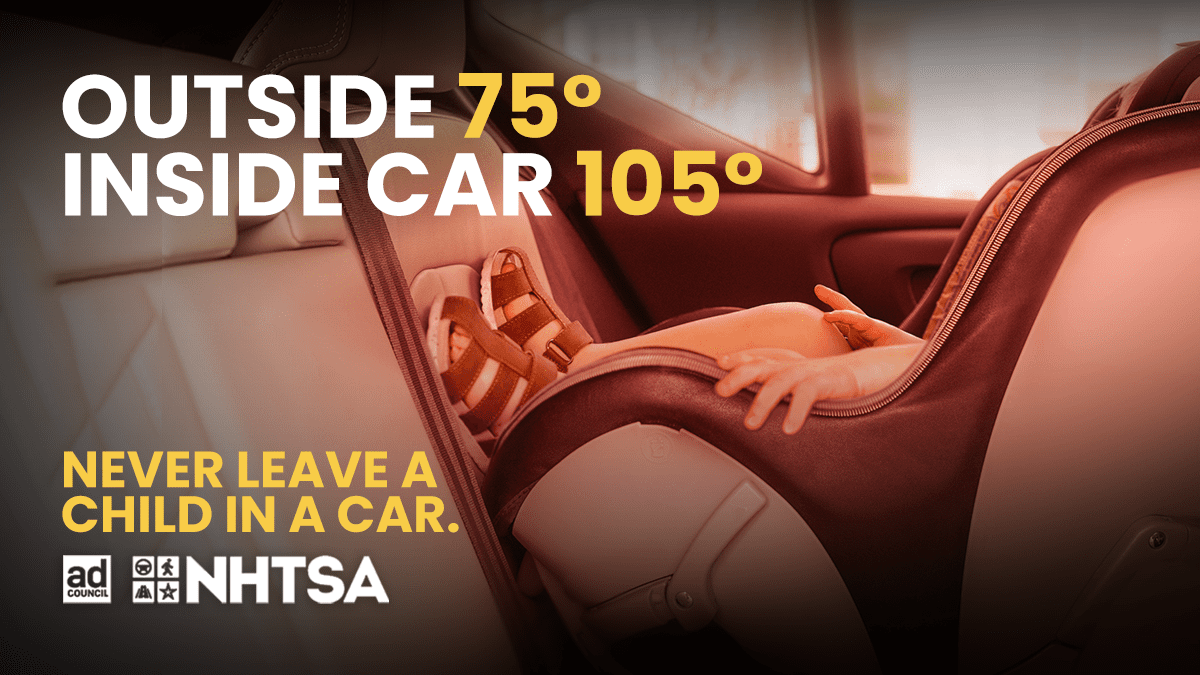 Never leave a child in a car unattended. 

🌡️ A child’s body temperature rises 3 to 5 times faster than an adult’s. 
🌡️ Heatstroke occurs when a person’s body exceeds 104° and at 107° they can die. 

#HeatstrokeKills #CheckForBaby