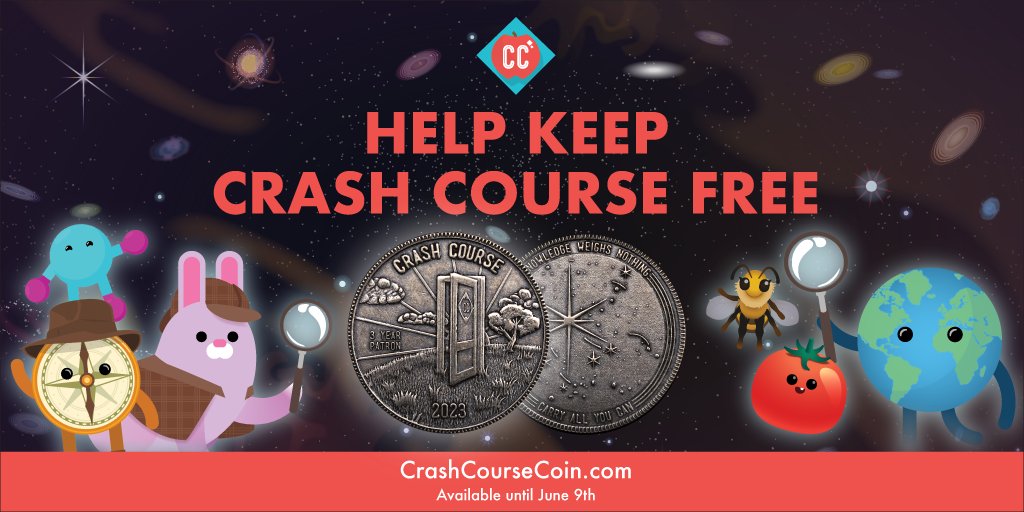 It's here! The third annual Crash Course coin is now available for the next 11 days only! Help Crash Course continue at crashcoursecoin.com